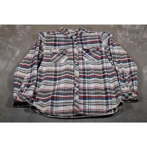 O'Neill Shirt Mens XL White Red Blue Plaid Flannel Button Up Casual Western